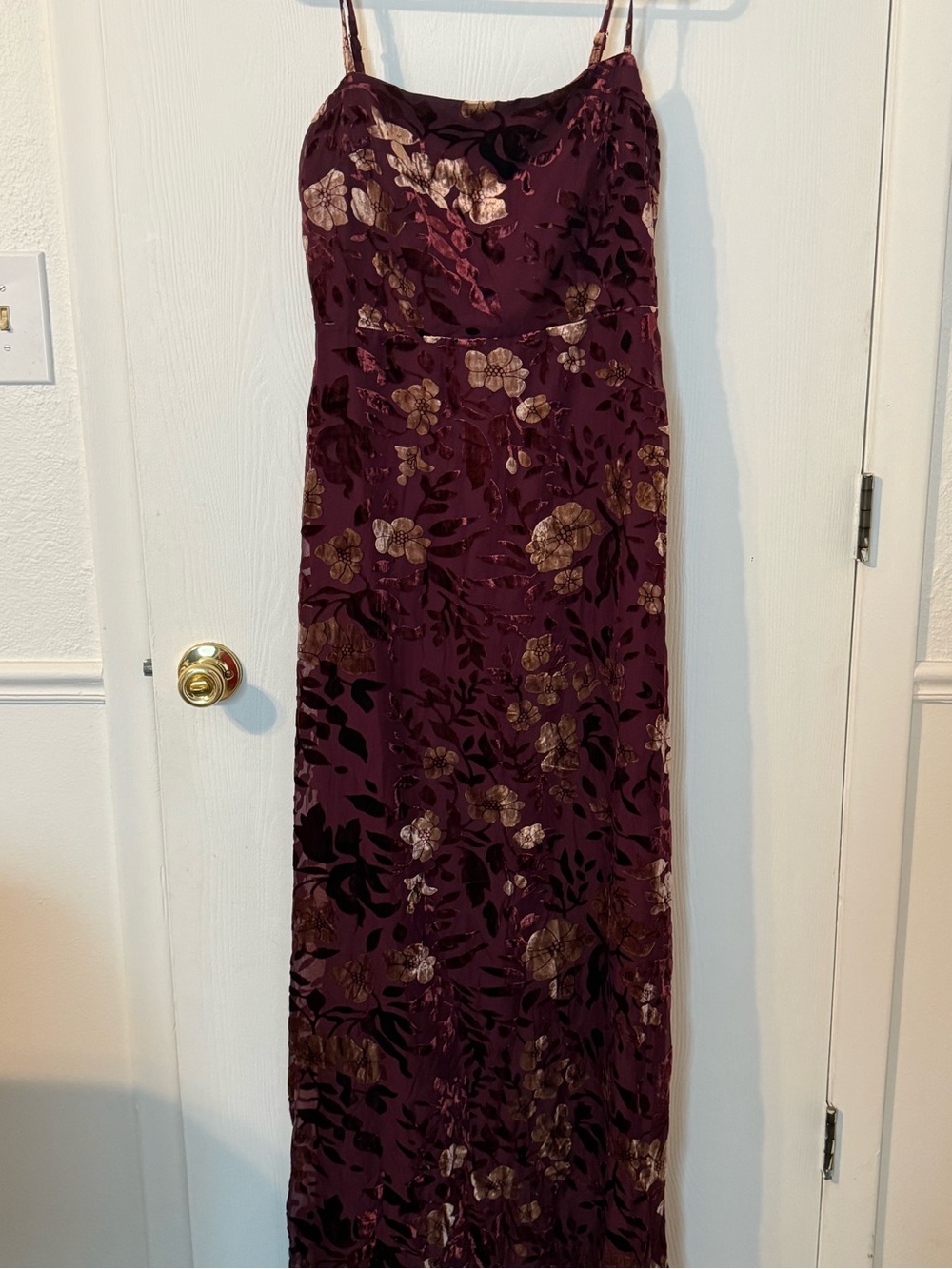 NWT- Lulus Burgundy Floral Velvet Burnout Maxi Dress